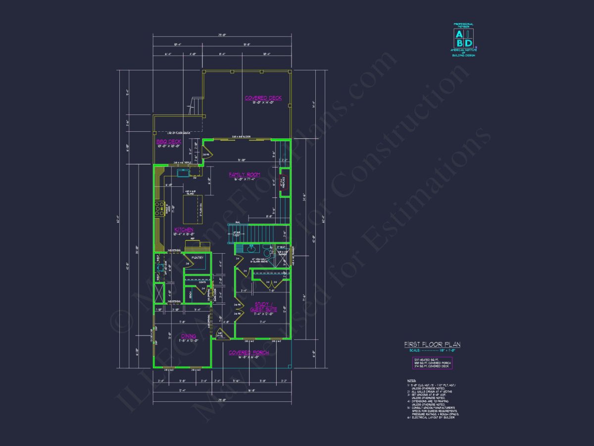 Modern Craftsman house Plan with Open Floor Designs and CAD