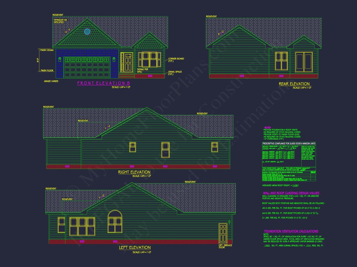 Modern Craftsman house Plan with Spacious 3 Bedrooms and CAD Blueprint