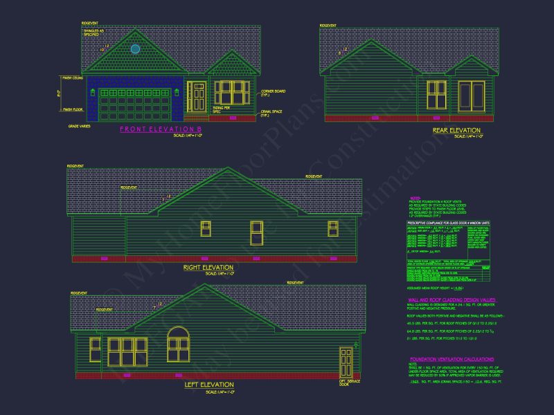 Modern Craftsman house Plan with Spacious 3 Bedrooms and CAD Blueprint