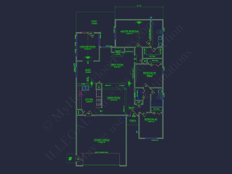 Modern Craftsman house Plan with Spacious 3 Bedrooms and CAD Blueprint