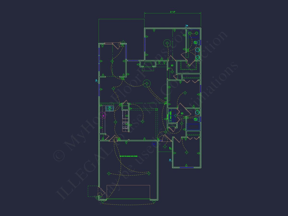 Modern Craftsman house Plan with Spacious 3 Bedrooms and CAD Blueprint