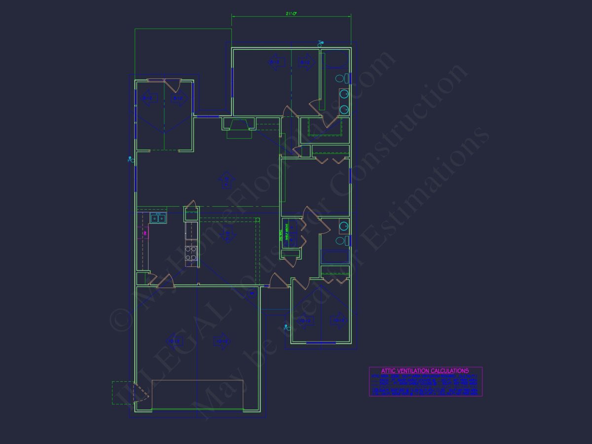 Modern Craftsman house Plan with Spacious 3 Bedrooms and CAD Blueprint