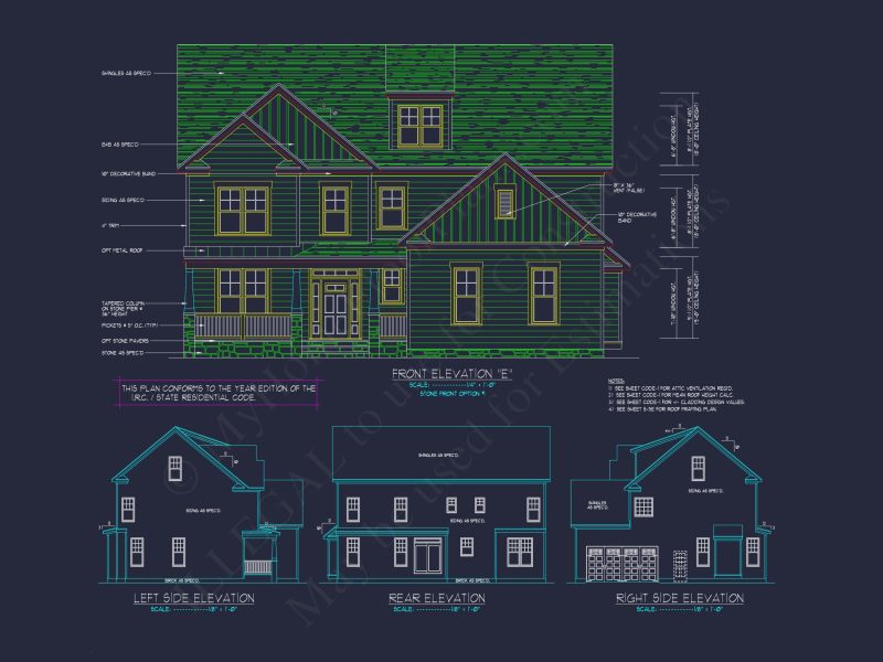 Modern Craftsman house Plan with Spacious Floor Design and CAD Blueprint