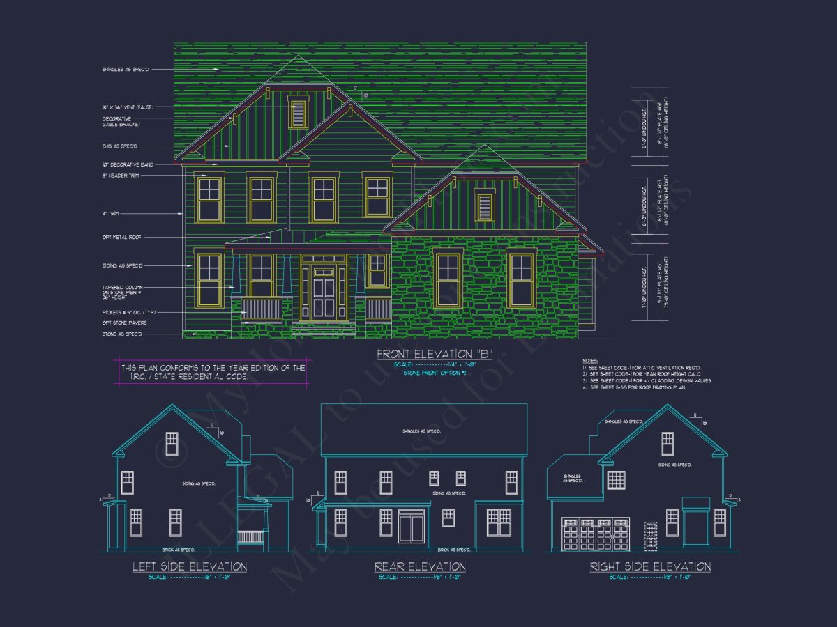 Modern Craftsman house Plan with Spacious Floor Design and CAD Blueprint
