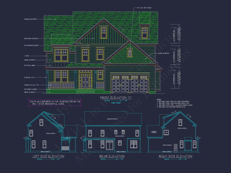 Modern Craftsman house Plan with Spacious Floor Design and CAD Blueprint