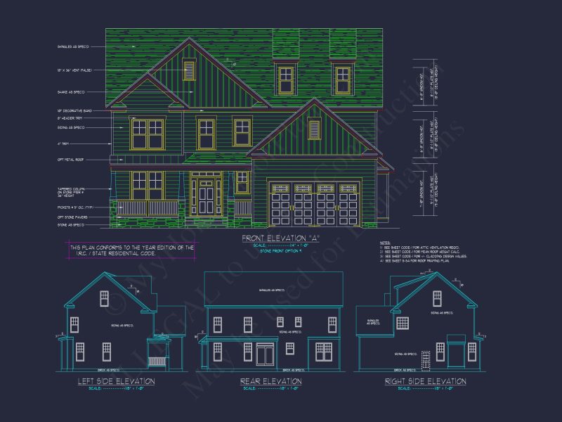 Modern Craftsman house Plan with Spacious Floor Design and CAD Blueprint