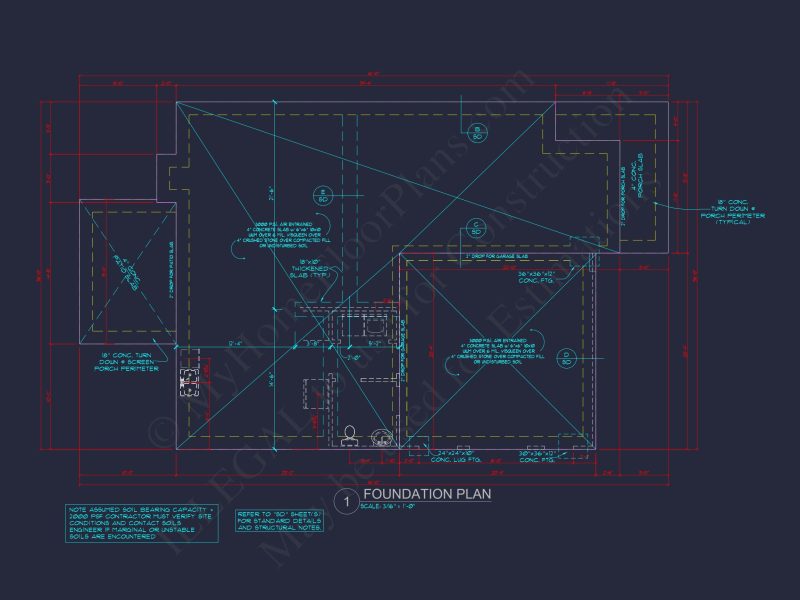 Modern Craftsman house Plan with Spacious Floor Design and CAD Blueprint