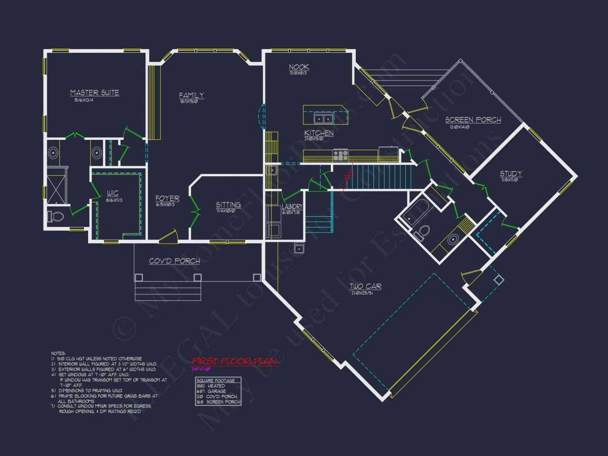 Modern Craftsman house Plan with Spacious Floor Designs and CAD Blueprint