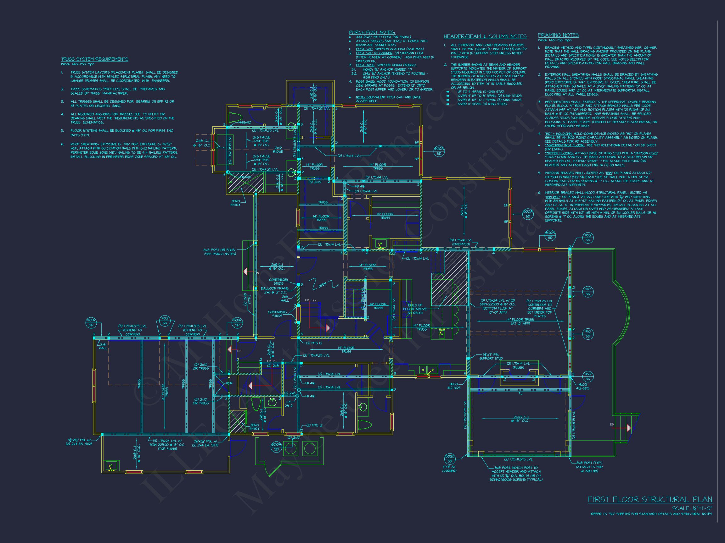 Modern Craftsman house Plan with Spacious Layout and CAD Blueprint