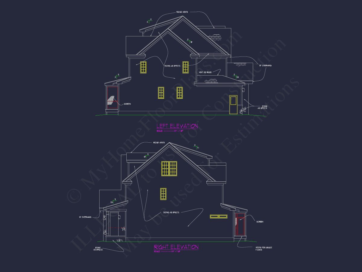 Modern Craftsman-Style house Plan with Detailed CAD Blueprints