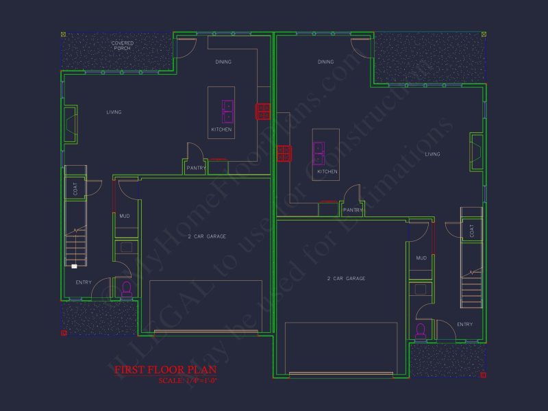 Modern Duplex house Plan with Spacious Floor Designs & CAD Blueprints
