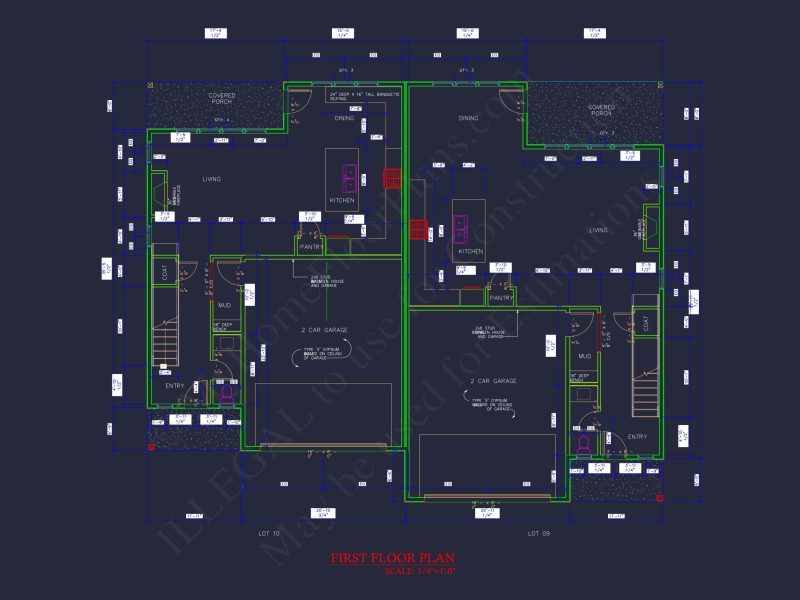 Modern Duplex house Plan with Spacious Floor Designs & CAD Blueprints