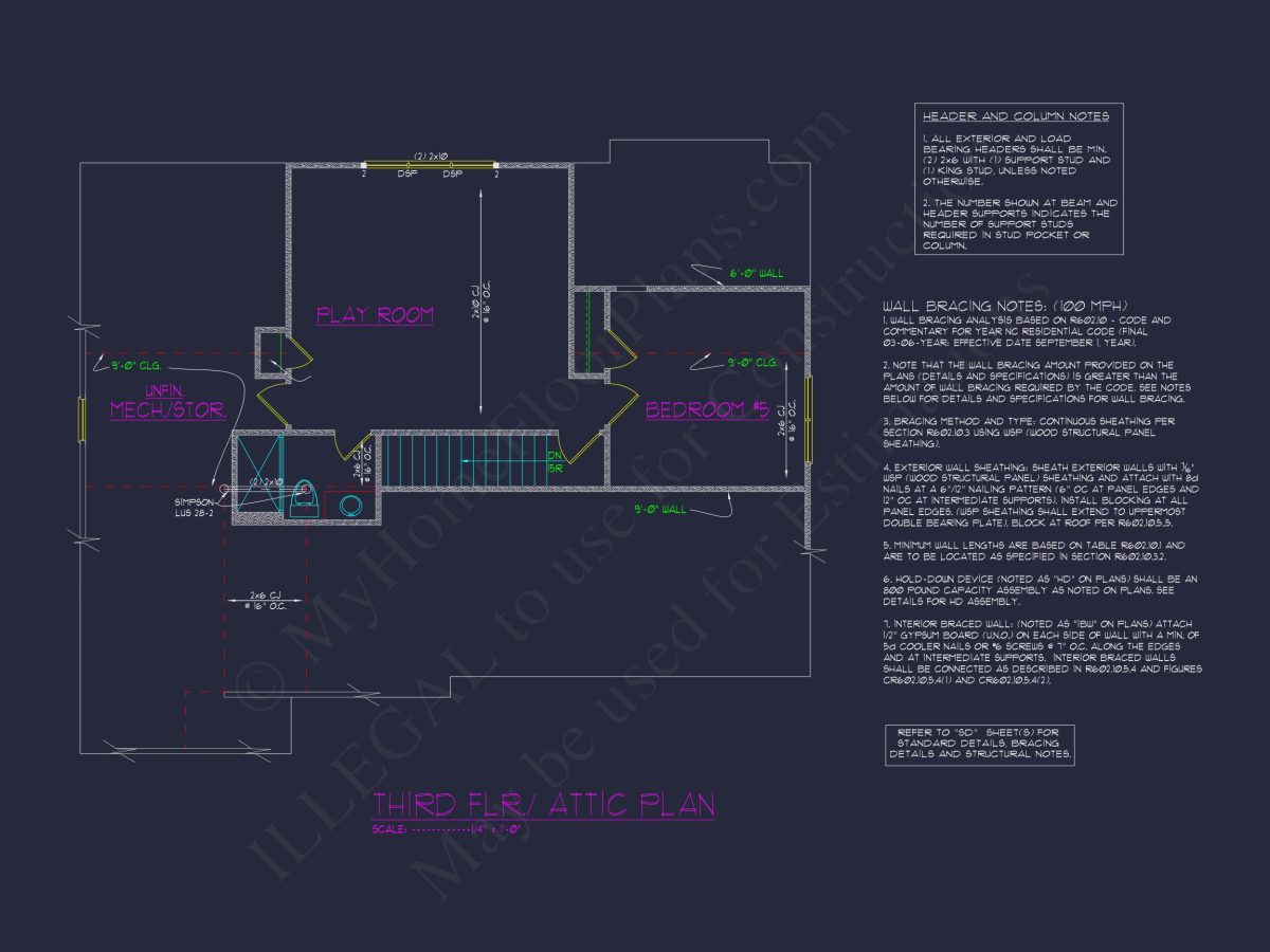 Modern Farmhouse house Plan with 5 Bedrooms and CAD Designs