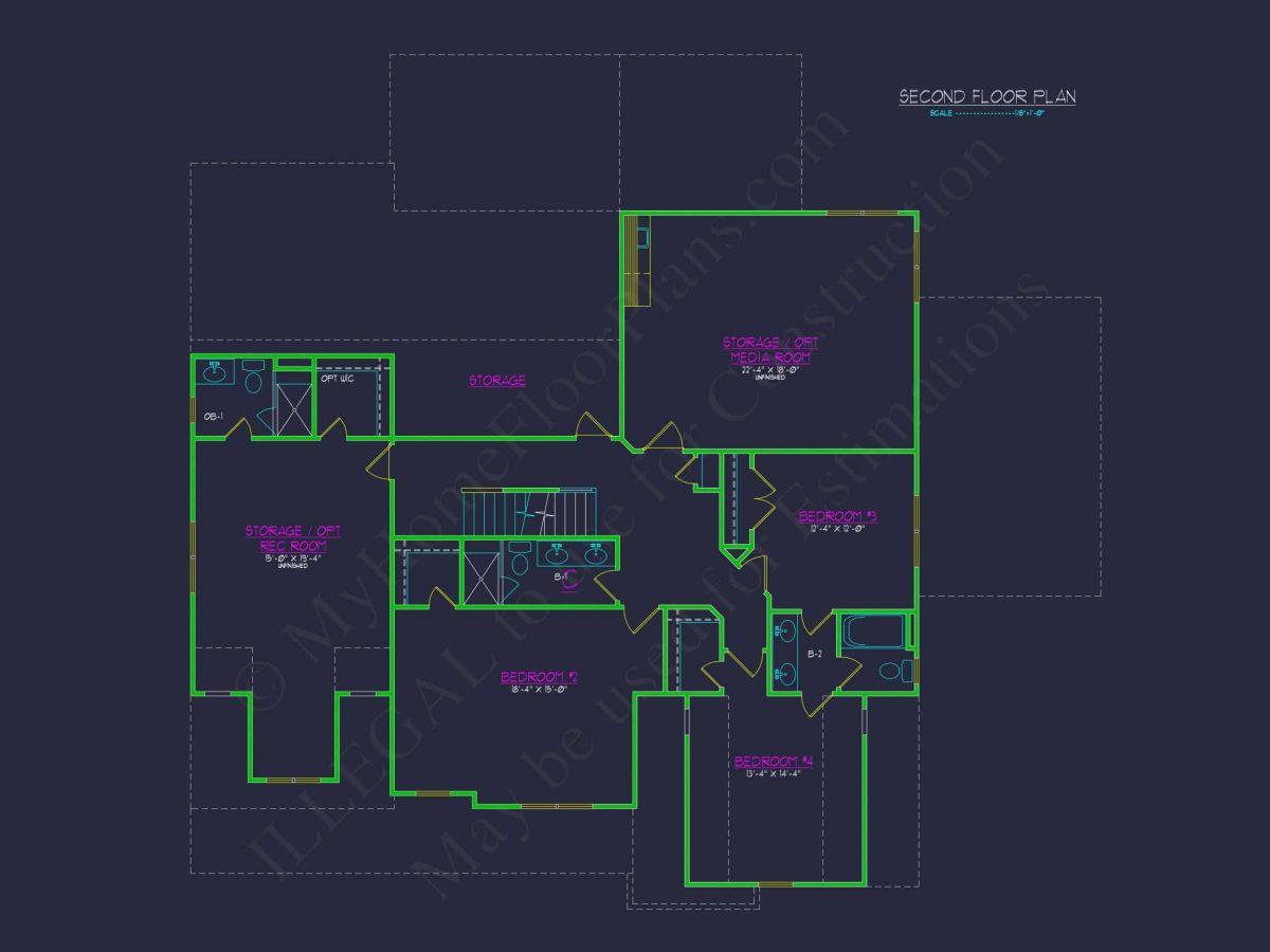 Modern Floor Plan with 5 Bedrooms