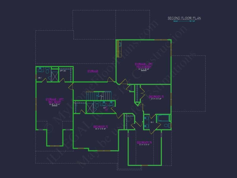 Modern Floor Plan with 5 Bedrooms