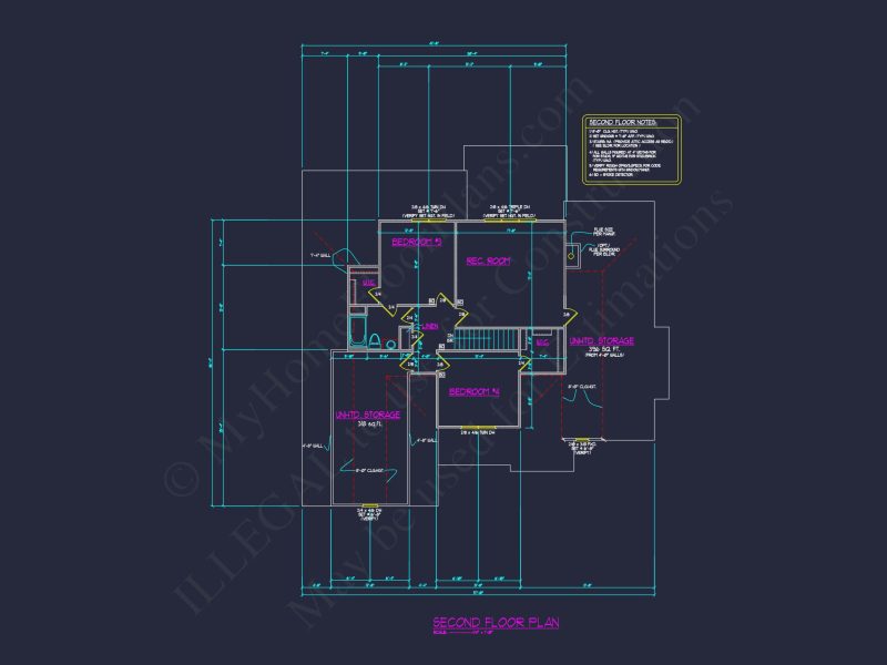 Modern Floor Plan with CAD Design Featuring 2-Story 4-Bedroom house