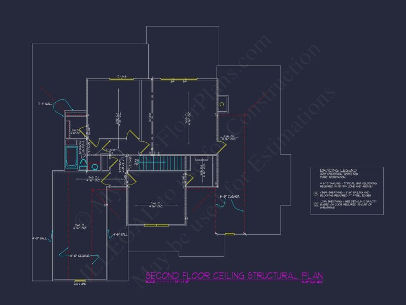 Modern Floor Plan with CAD Design Featuring 2-Story 4-Bedroom house