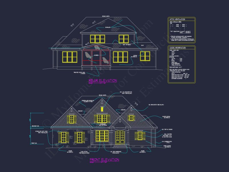 Modern Floor Plan with CAD Design Featuring 2-Story 4-Bedroom house