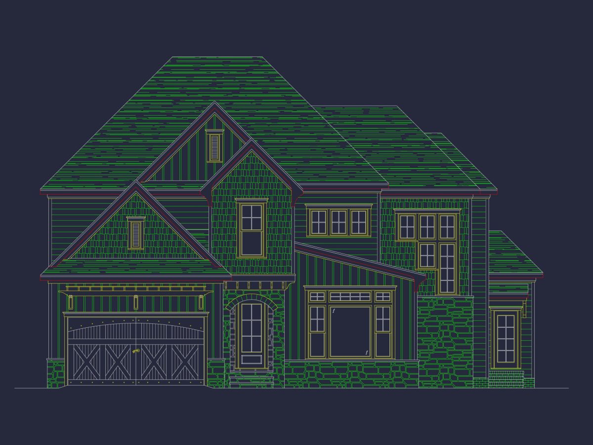 Modern Floor Plan with CAD Designs for 2-Story house Blueprints