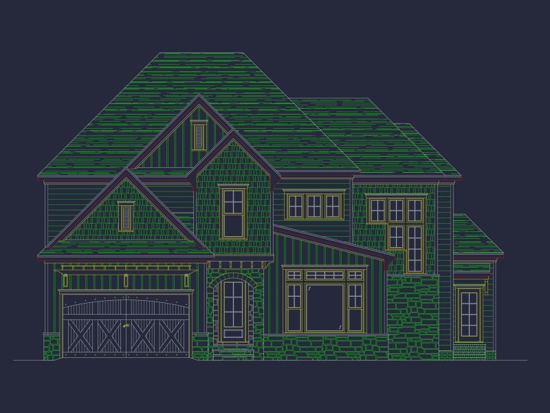 Modern Floor Plan with CAD Designs for 2-Story house Blueprints