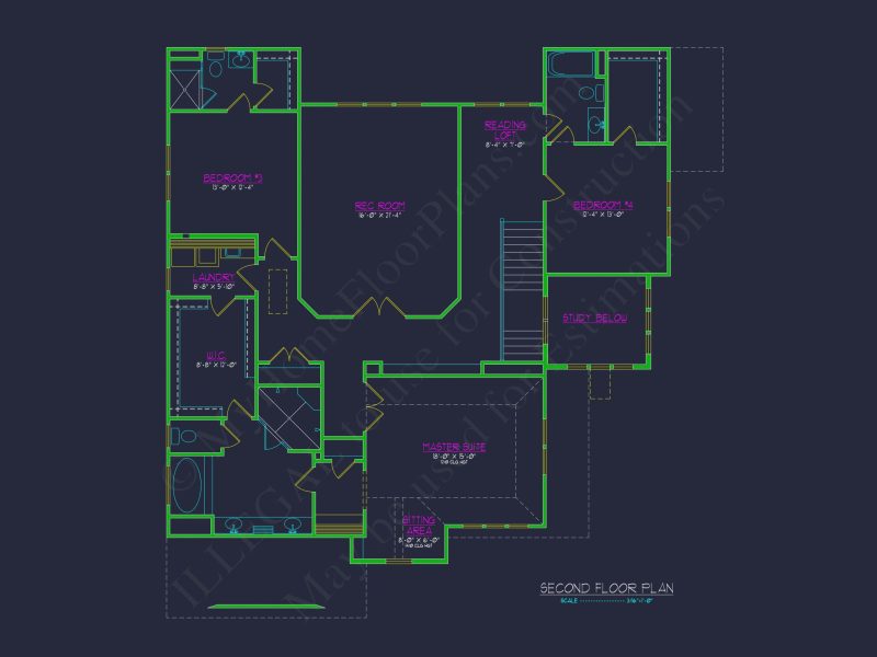 Modern Floor Plan with CAD Designs for 2-Story house Blueprints