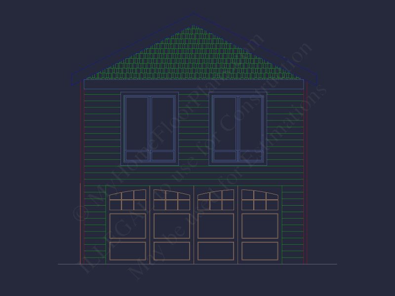 Modern Garage with Living Space Floor Plan and CAD Designs