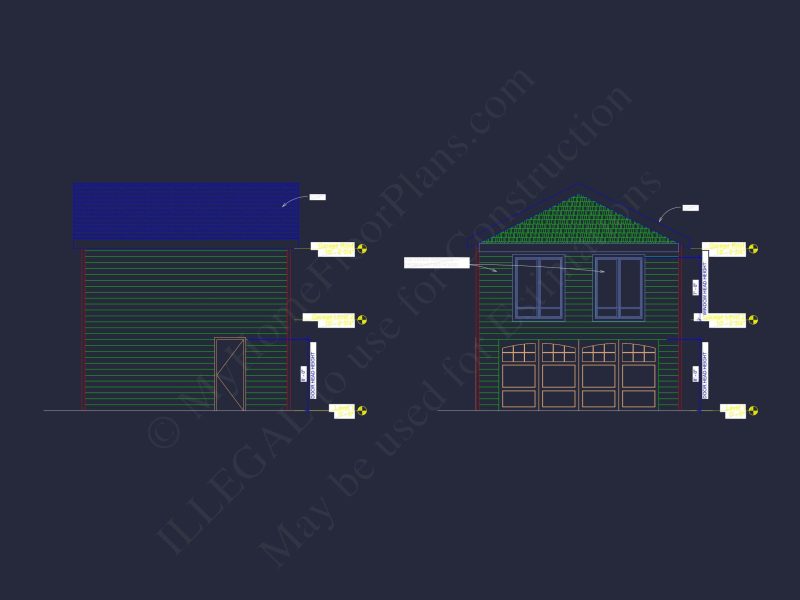 Modern Garage with Living Space Floor Plan and CAD Designs