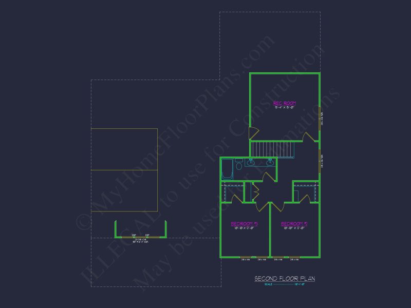 Modern house Architectural CAD Plan with 2 Floors & 4 Beds