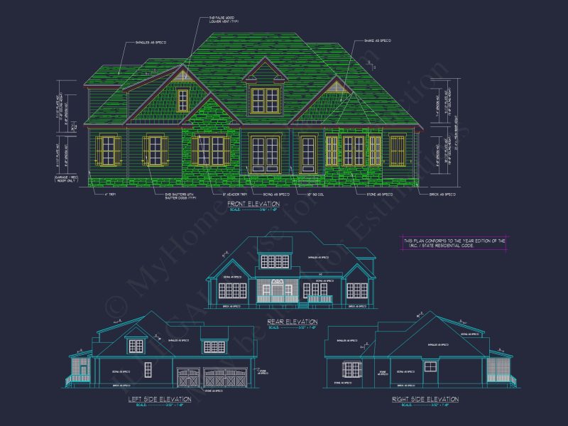 Modern house Blueprint with 1.5 Floors and CAD Designs