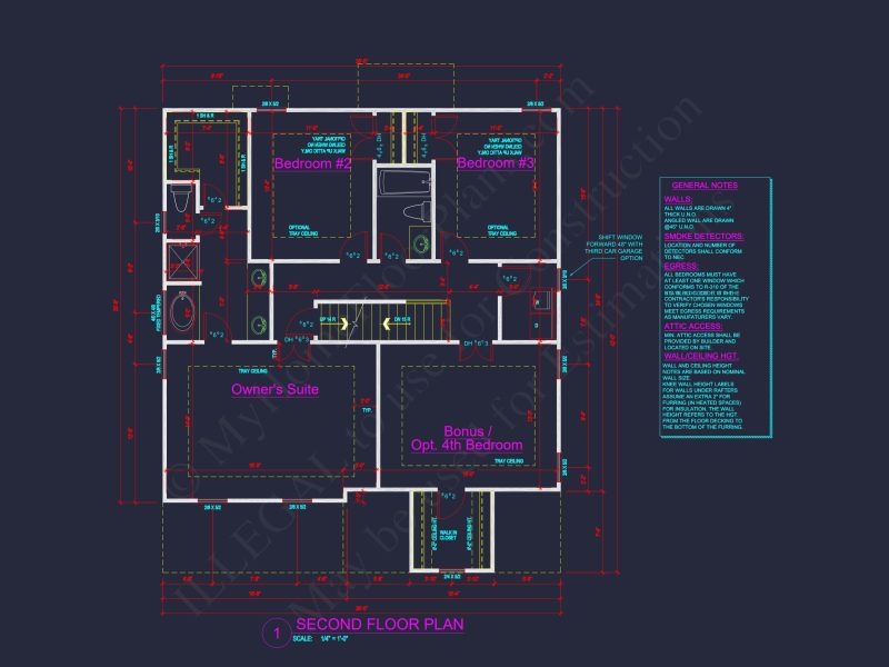 Modern house Design with 4 Bed CAD Blueprint Plans