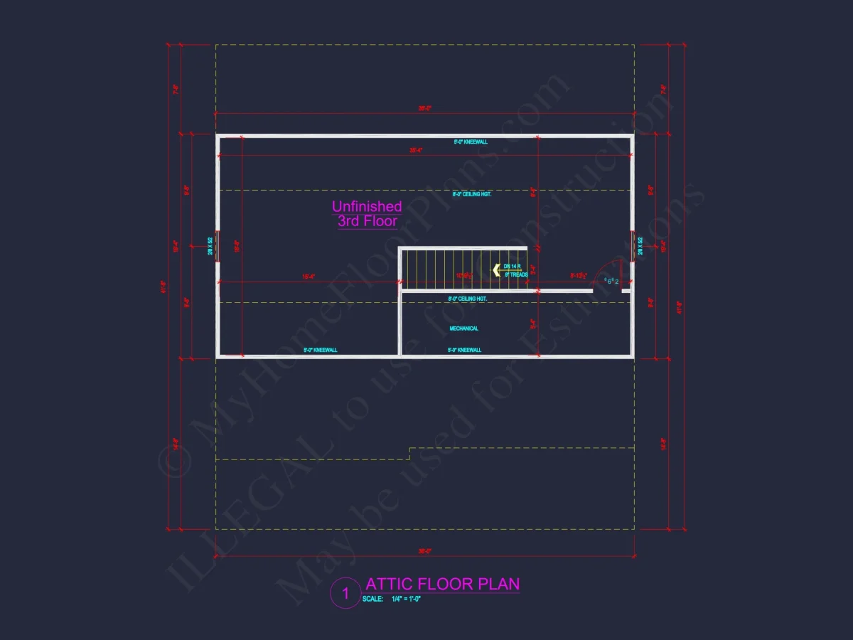 Modern house Design with 4 Bed CAD Blueprint Plans