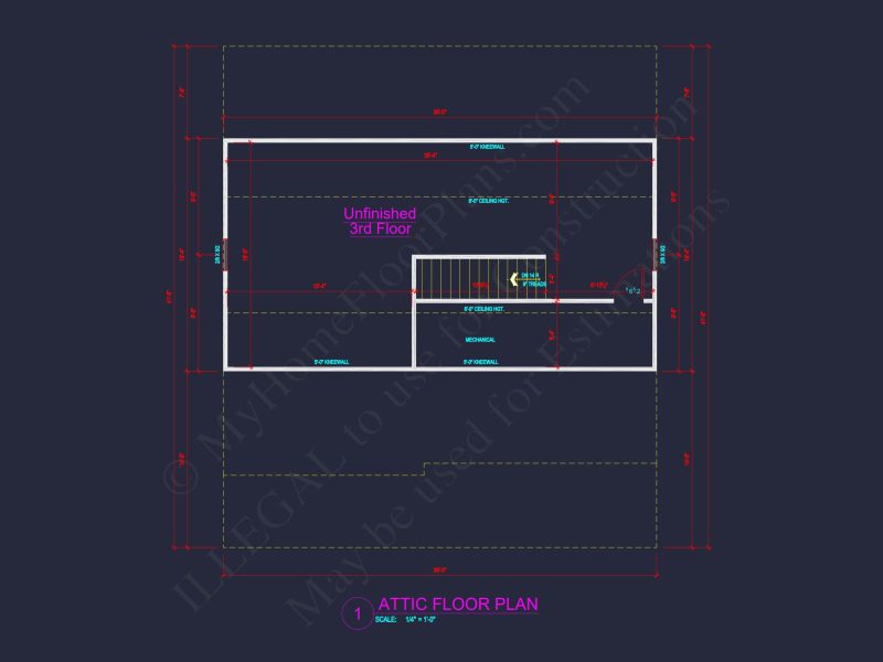 Modern house Design with 4 Bed CAD Blueprint Plans