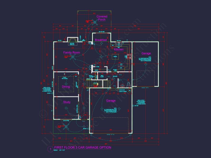 Modern house Design with 4 Bed CAD Blueprint Plans