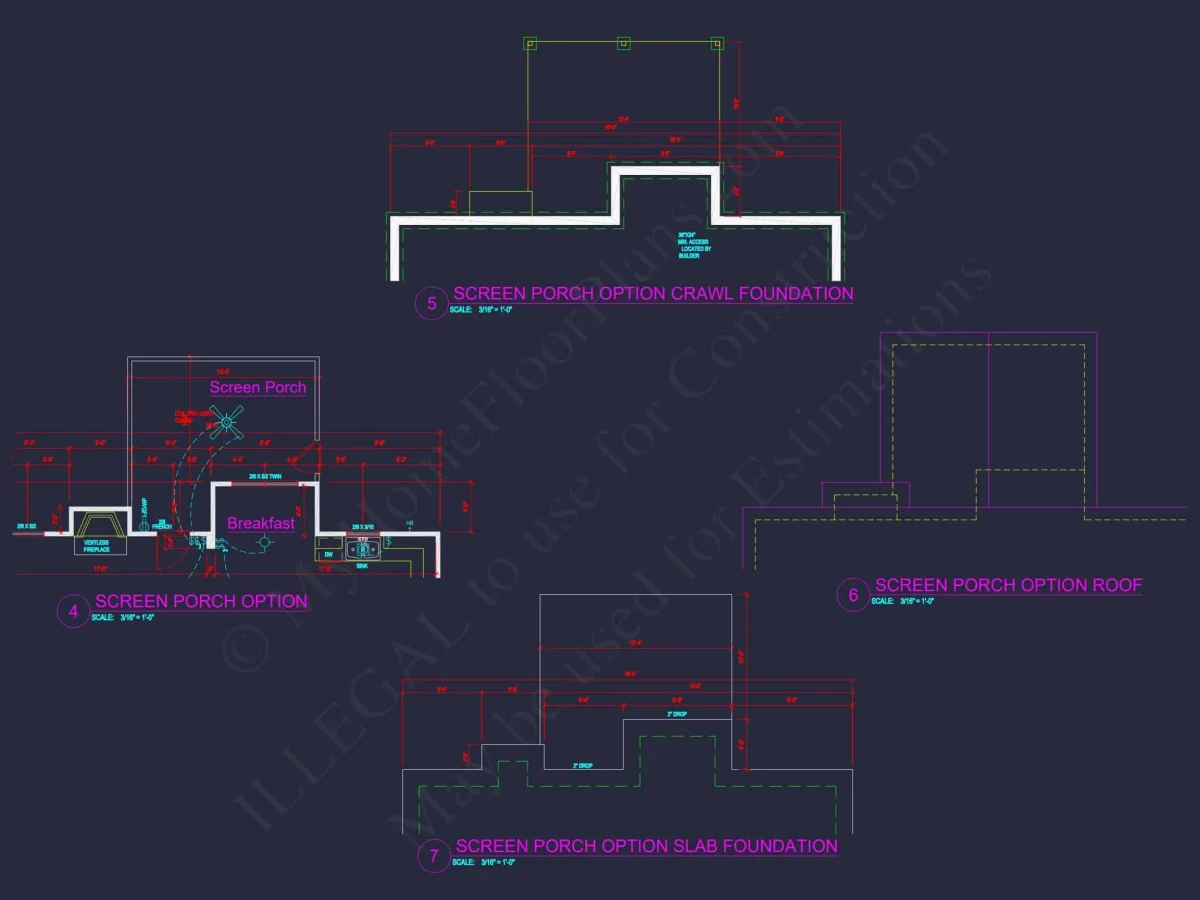 Modern house Design with 4 Bed CAD Blueprint Plans