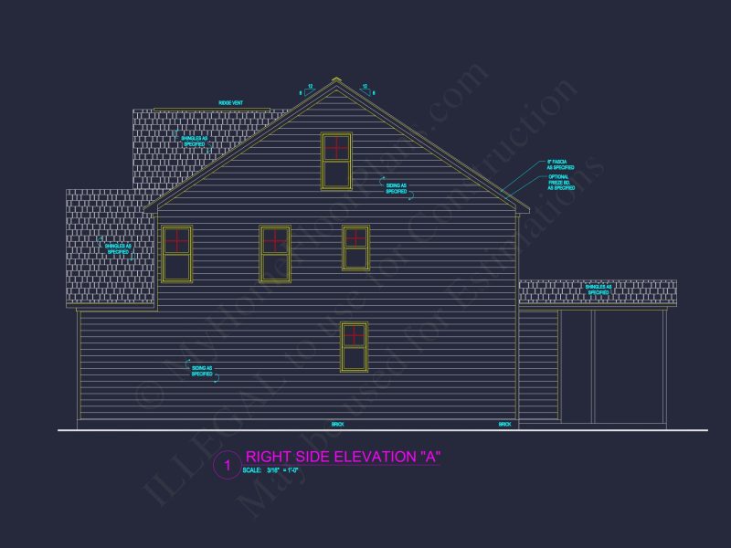 Modern house Design with 4 Bed CAD Blueprint Plans