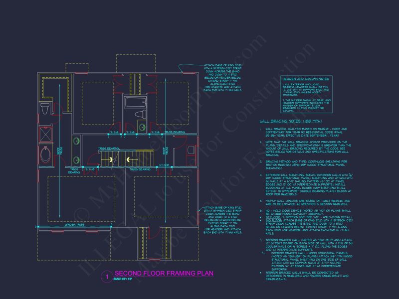 Modern house Design with 4 Bed CAD Blueprint Plans