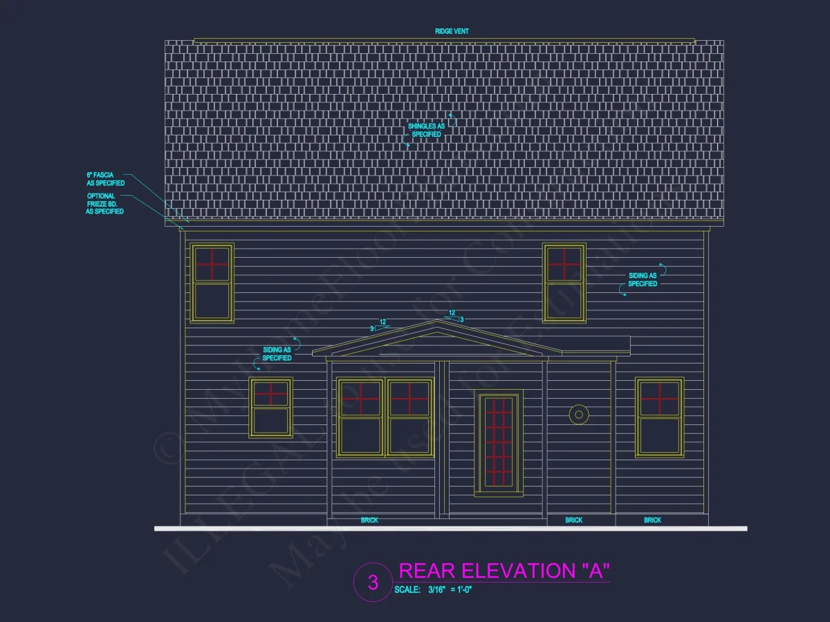Modern house Design with 4 Bed CAD Blueprint Plans
