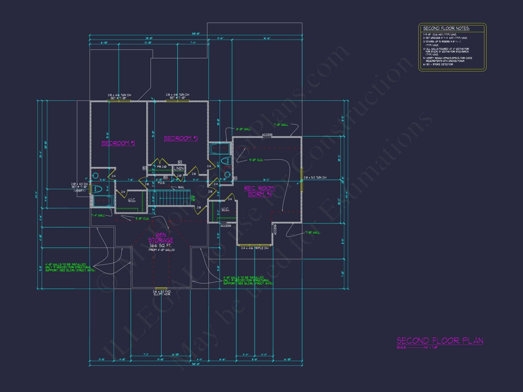 Modern house Design with 4 Bed, 3.5 Bath CAD Floor Plan