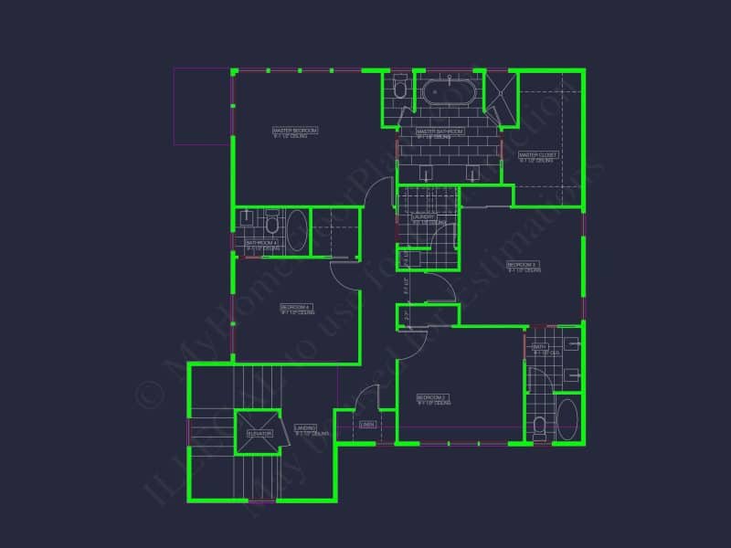 Modern house Designs: 3-Story Floor Plan with CAD Blueprint