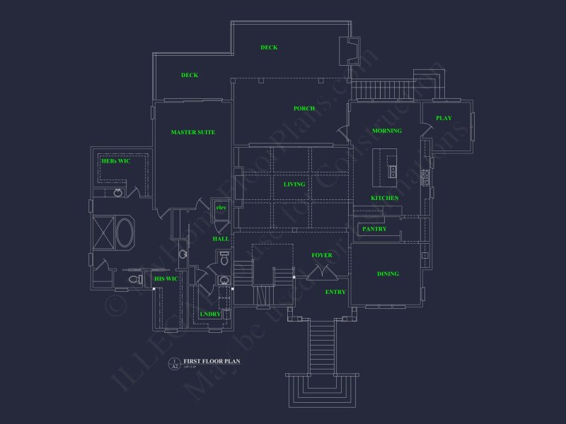 Modern house Floor Plan Blueprint with CAD Architecture