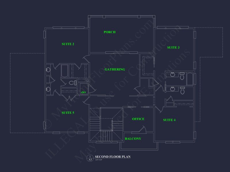 Modern house Floor Plan Blueprint with CAD Architecture