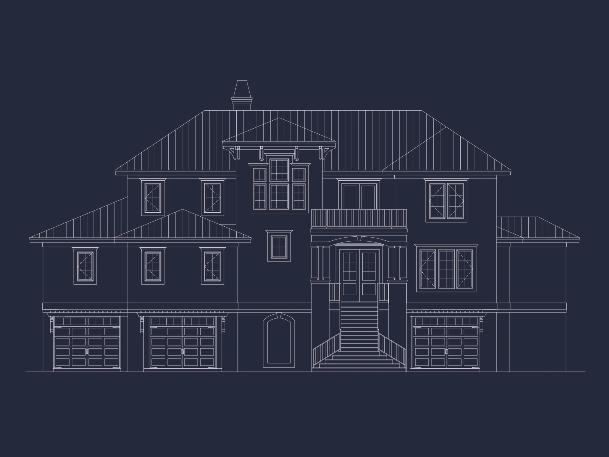 Modern house Floor Plan Blueprint with CAD Architecture