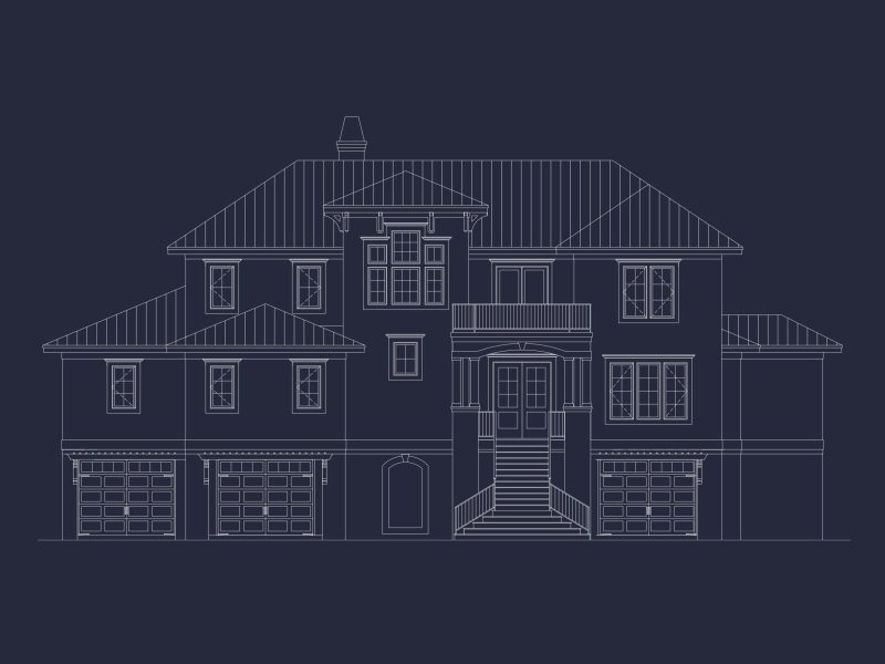 Modern house Floor Plan Blueprint with CAD Architecture