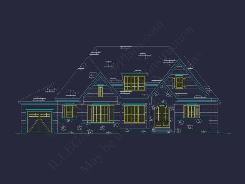 Modern house Floor Plan: CAD Designs with 4 Bedrooms