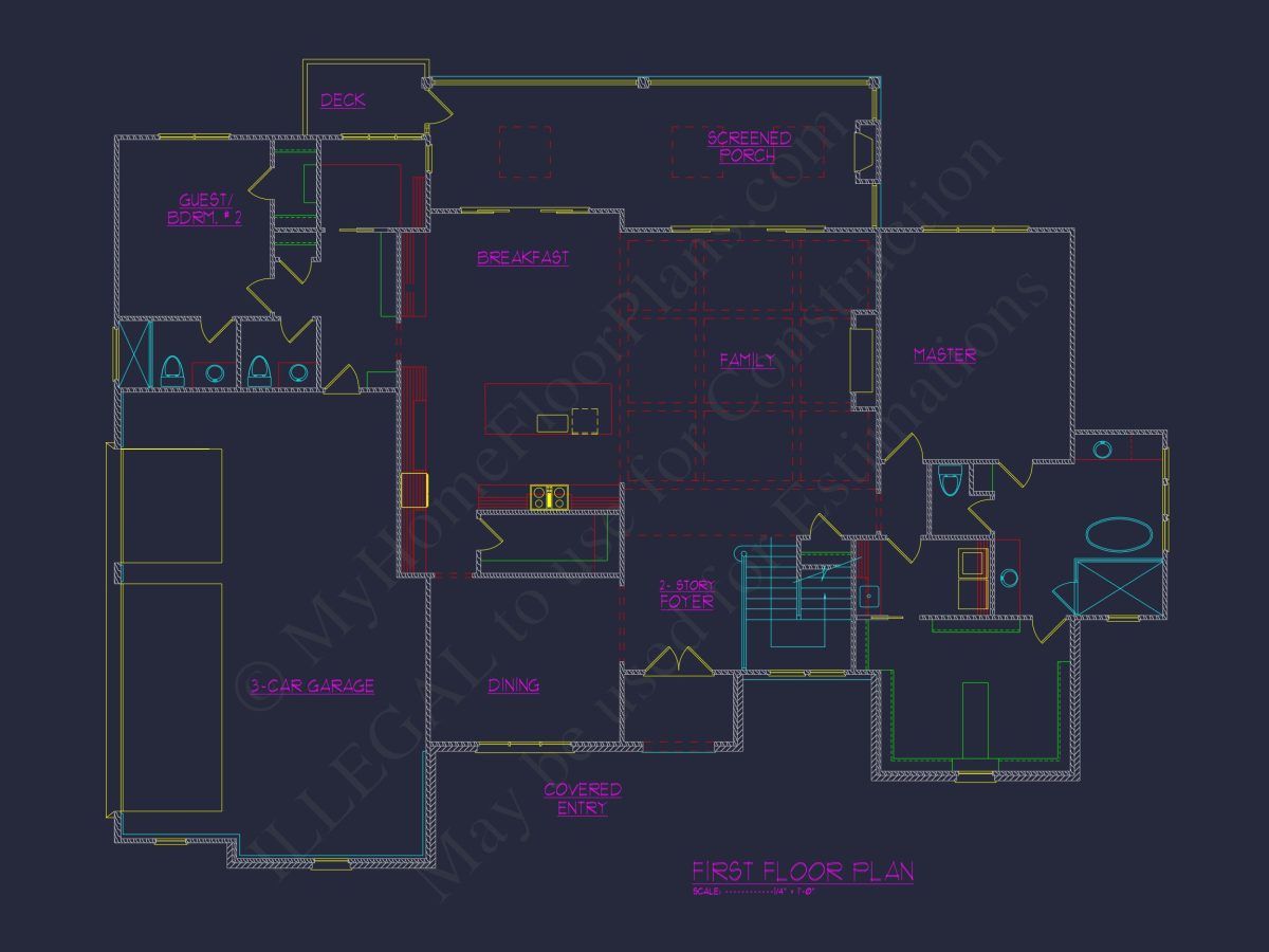 Modern house Floor Plan with 2 Floors, 5 Beds, and Open Layout