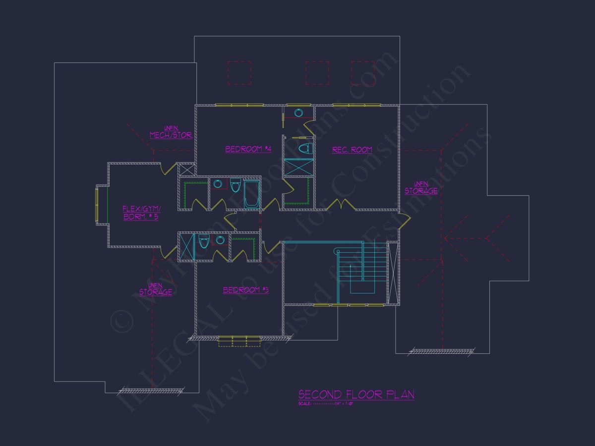 Modern house Floor Plan with 2 Floors, 5 Beds, and Open Layout