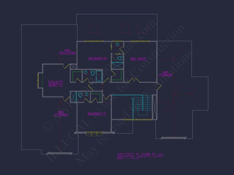 Modern house Floor Plan with 2 Floors, 5 Beds, and Open Layout