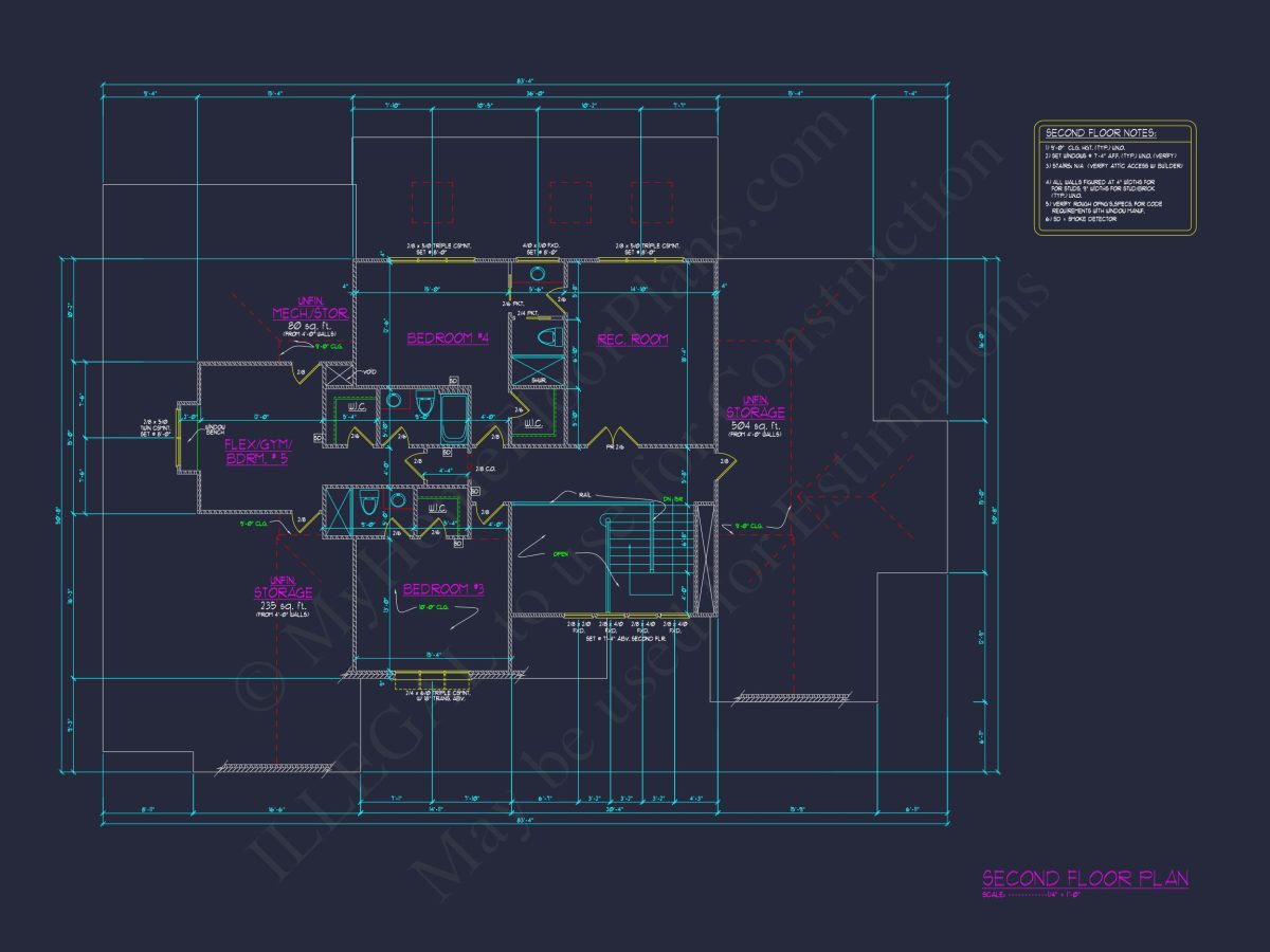 Modern house Floor Plan with 2 Floors, 5 Beds, and Open Layout