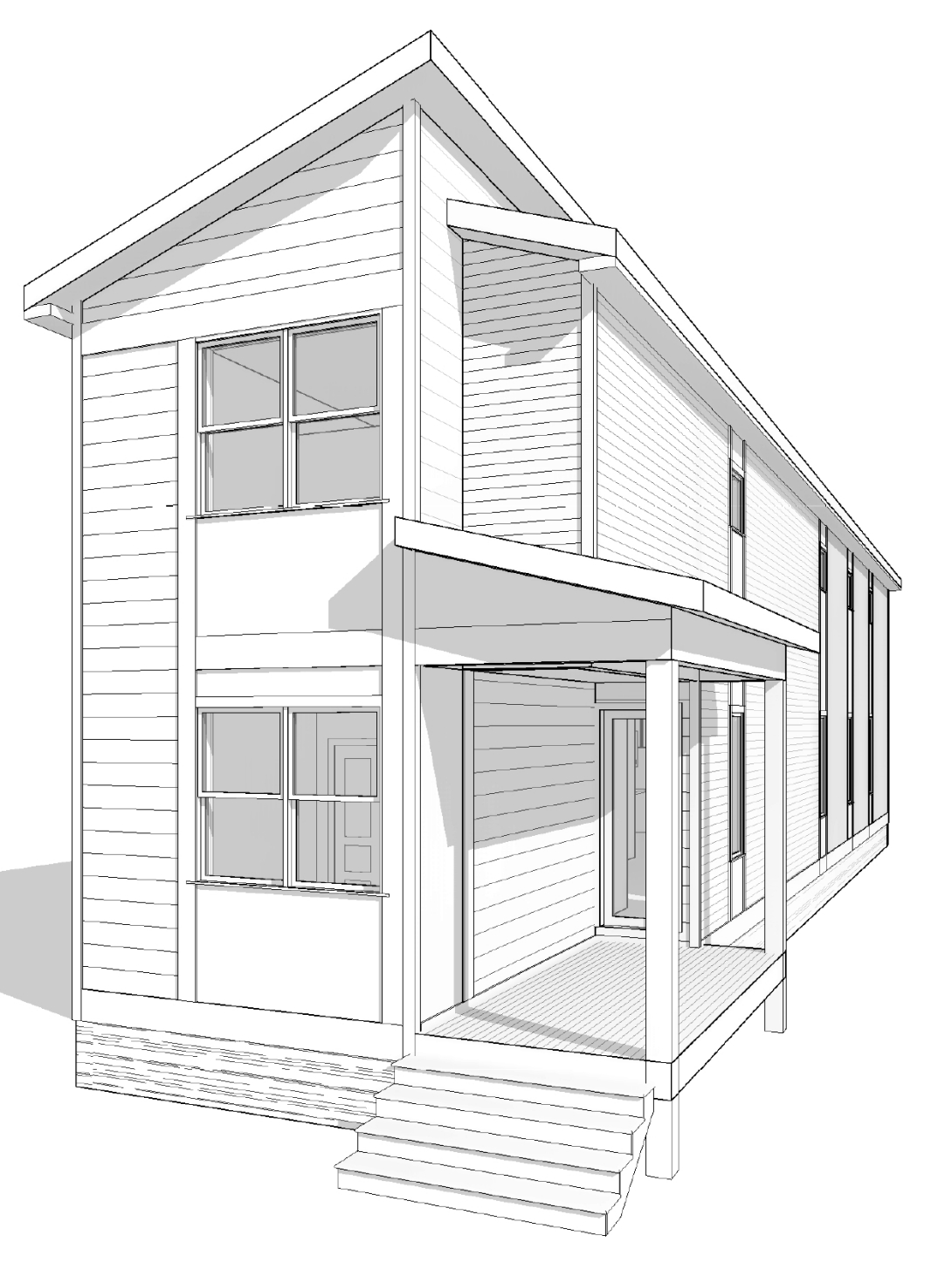 Modern Home Floor Plan with 2-Story Blueprint and CAD Designs