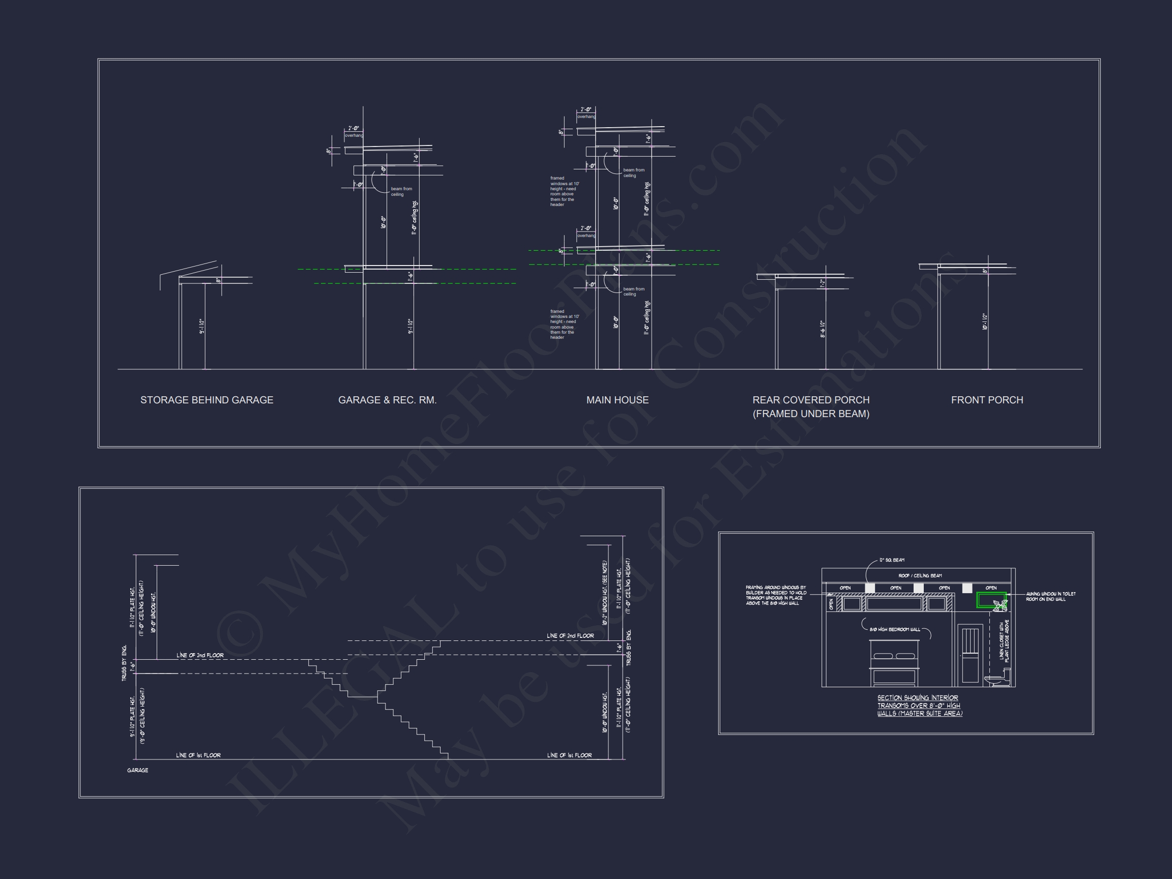 Modern Home Floor Plan with 3-Car Garage and CAD Designs